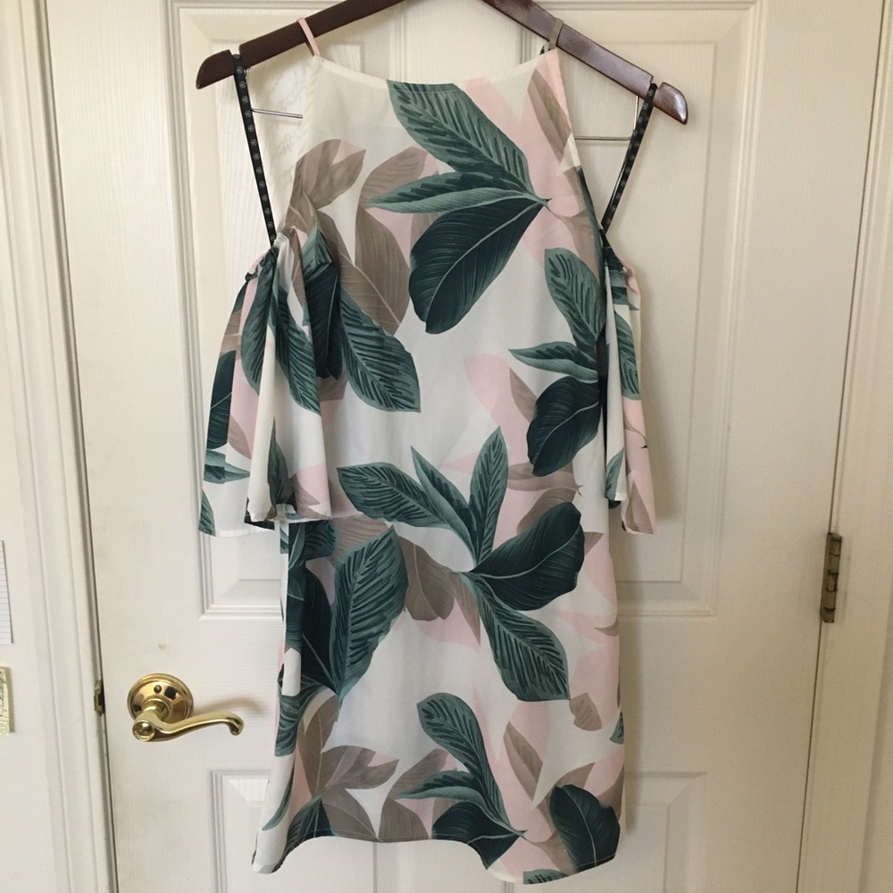 Cold Shoulder Banana Leaf Dress